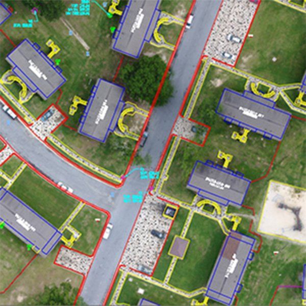 Property lines overlaid on aerial imagery